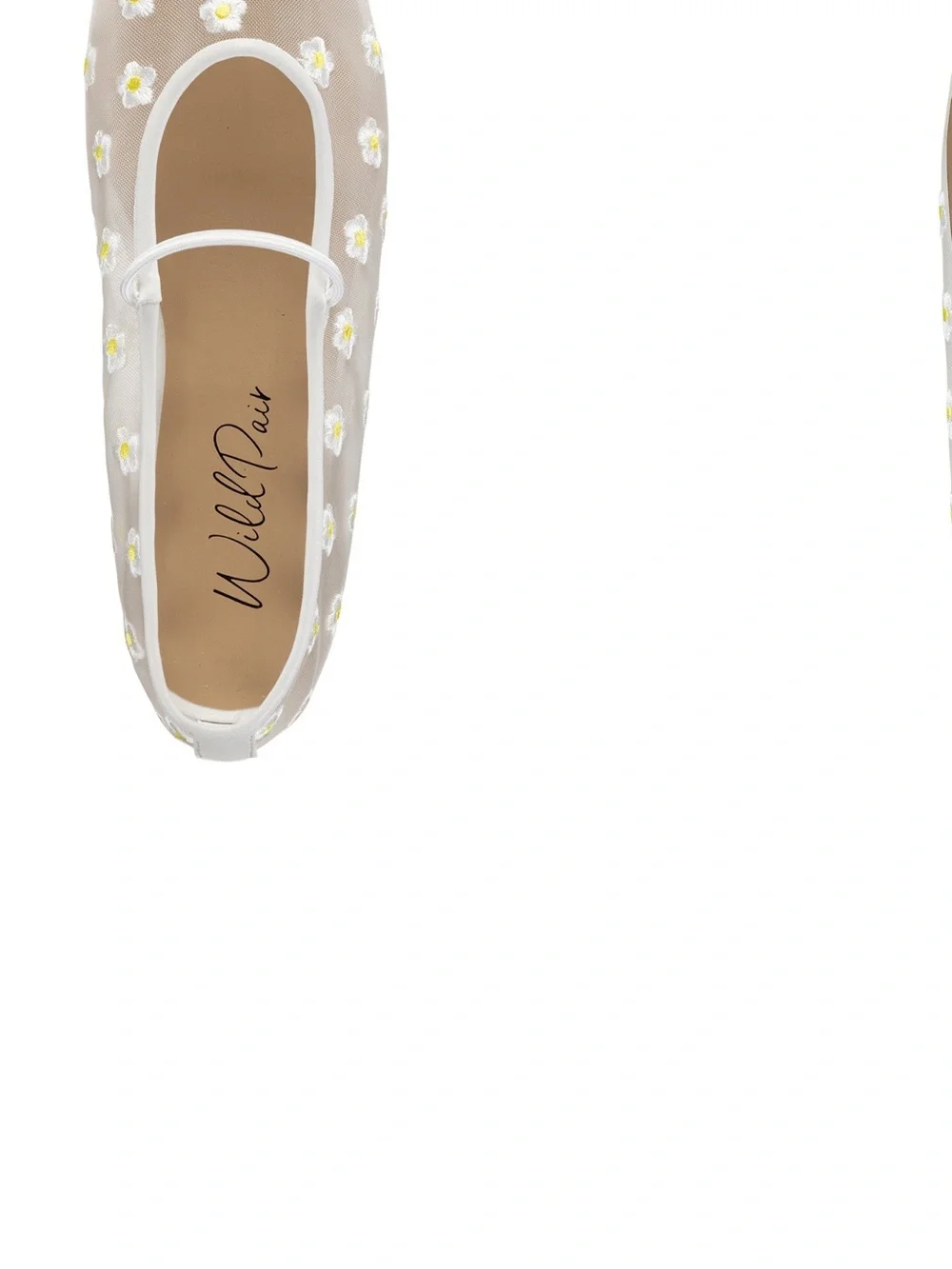 Wild Pair Sheer Floral Mary Jane Ballet Flat - White/Yellow